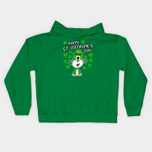 Happy St. Patrick's Day 2022 Cat Leprechaun Funny Kids Hoodie